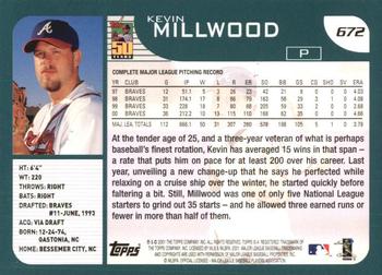 2001 Topps #672 Kevin Millwood Back