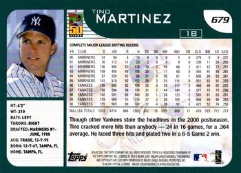 2001 Topps #679 Tino Martinez Back