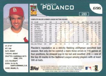 2001 Topps #696 Placido Polanco Back
