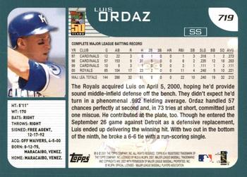 2001 Topps #719 Luis Ordaz Back