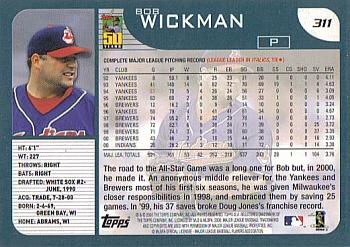 2001 Topps #311 Bob Wickman Back