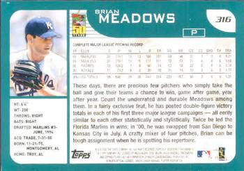 2001 Topps #316 Brian Meadows Back