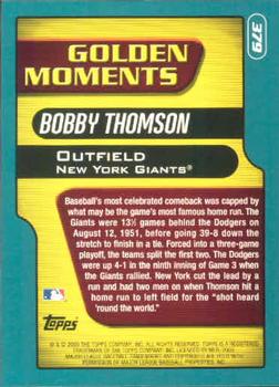 2001 Topps #379 Bobby Thomson Back