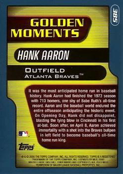2001 Topps #385 Hank Aaron Back