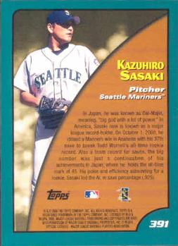 2001 Topps #391 Kazuhiro Sasaki Back
