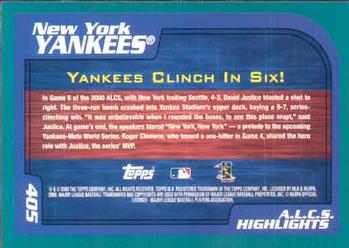 2001 Topps #405 ALCS Highlights: New York Yankees Back