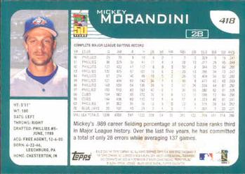 2001 Topps #418 Mickey Morandini Back