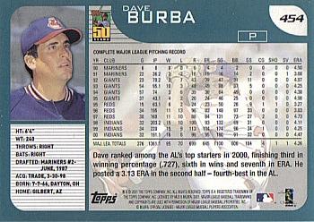 2001 Topps #454 Dave Burba Back