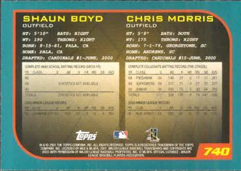 2001 Topps #740 Shaun Boyd / Chris Morris Back
