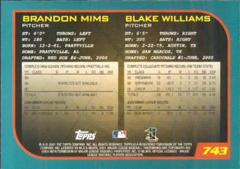 2001 Topps #743 Brandon Mims / Blake Williams Back