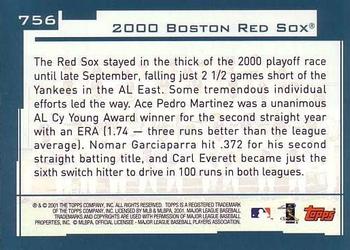 2001 Topps #756 Boston Red Sox Back