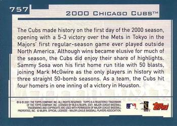 2001 Topps #757 Chicago Cubs Back