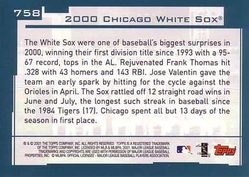 2001 Topps #758 Chicago White Sox Back
