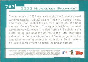2001 Topps #767 Milwaukee Brewers Back