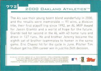 2001 Topps #772 Oakland Athletics Back