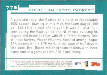 2001 Topps #775 San Diego Padres Back
