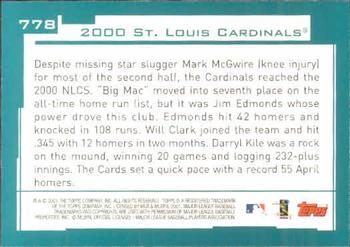 2001 Topps #778 St. Louis Cardinals Back