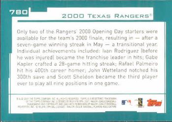 2001 Topps #780 Texas Rangers Back