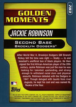 2001 Topps #783 Jackie Robinson Back