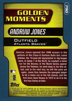 2001 Topps #790 Andruw Jones Back