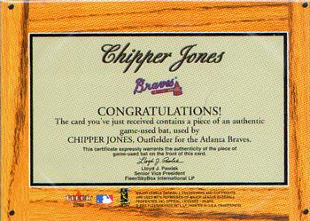 2003 Fleer Tradition - Lumber Company Game-Used #NNO Chipper Jones Back