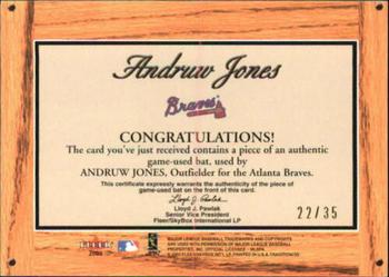 2003 Fleer Tradition - Lumber Company Game-Used Gold #NNO Andruw Jones Back