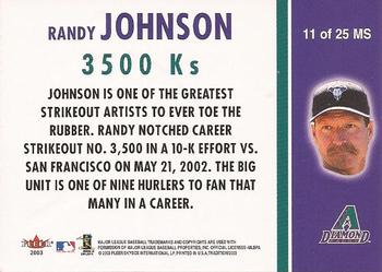 2003 Fleer Tradition - Milestones #11 MS Randy Johnson Back