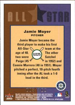 2003 Fleer Tradition Update - Glossy #U225 Jamie Moyer Back