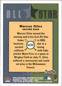 2003 Fleer Tradition Update - Glossy #U232 Marcus Giles Back