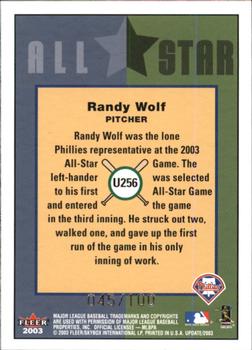 2003 Fleer Tradition Update - Glossy #U256 Randy Wolf Back
