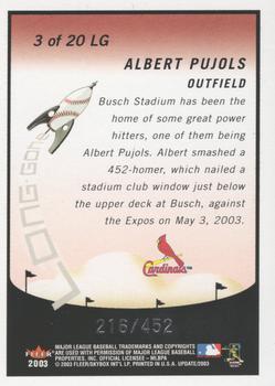 2003 Fleer Tradition Update - Long Gone! #3 LG Albert Pujols Back