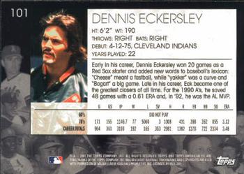 2001 Topps American Pie #101 Dennis Eckersley Back