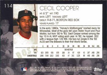 2001 Topps American Pie #114 Cecil Cooper Back