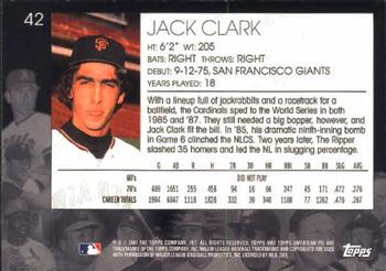 2001 Topps American Pie #42 Jack Clark Back