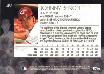 2001 Topps American Pie #49 Johnny Bench Back