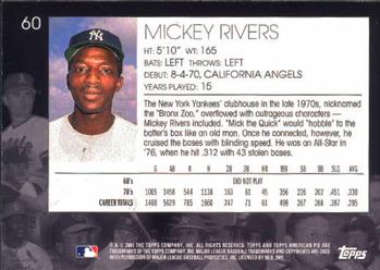 2001 Topps American Pie #60 Mickey Rivers Back