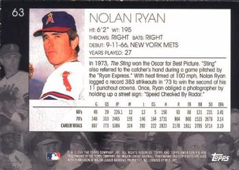 2001 Topps American Pie #63 Nolan Ryan Back