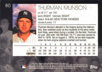 2001 Topps American Pie #80 Thurman Munson Back