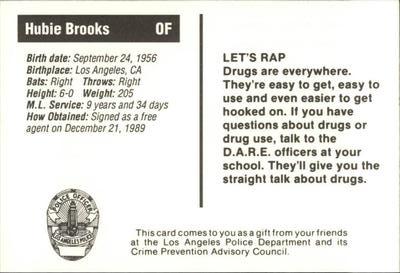 1990 Los Angeles Dodgers Police #NNO Hubie Brooks Back