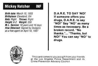 1990 Los Angeles Dodgers Police #NNO Mickey Hatcher Back