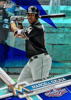 2017 Topps Opening Day - Rainbow Foil Blue #12 Marcell Ozuna Front