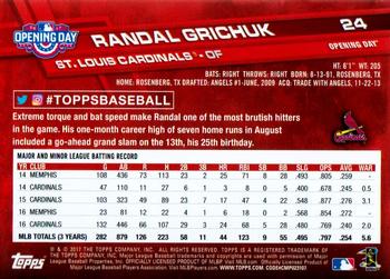 2017 Topps Opening Day - Rainbow Foil Blue #24 Randal Grichuk Back