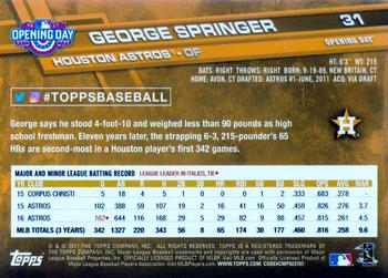 2017 Topps Opening Day - Rainbow Foil Blue #31 George Springer Back