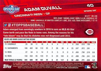 2017 Topps Opening Day - Rainbow Foil Blue #40 Adam Duvall Back