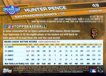 2017 Topps Opening Day - Rainbow Foil Blue #49 Hunter Pence Back