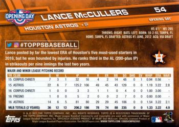 2017 Topps Opening Day - Rainbow Foil Blue #54 Lance McCullers Back