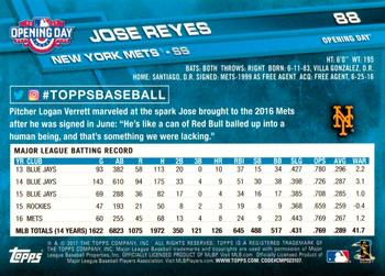 2017 Topps Opening Day - Rainbow Foil Blue #88 Jose Reyes Back