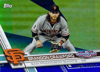 2017 Topps Opening Day - Rainbow Foil Blue #168 Brandon Crawford Front