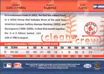 2003 Leaf - Clean Up Crew #2 Nomar Garciaparra / Manny Ramirez / Cliff Floyd Back