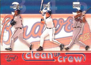 2003 Leaf - Clean Up Crew #8 Gary Sheffield / Chipper Jones / Andruw Jones Front